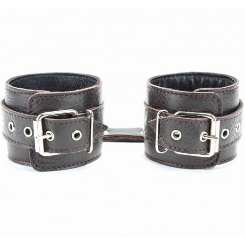 Наручники на пряжке из натуральной кожи темно-коричневого цвета