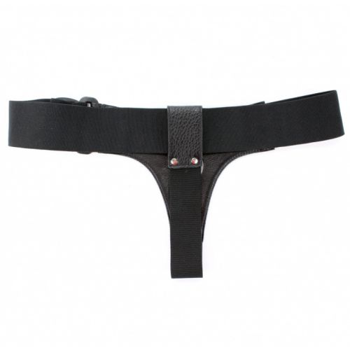 Кожаные черные трусики для страпона