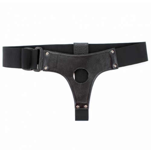 Кожаные черные трусики для страпона