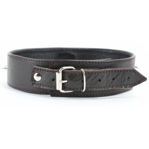 Коричневый ошейник с маленькими шипами XL