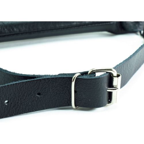 Кляп-трензель из мягкой натуральной кожи черного цвета