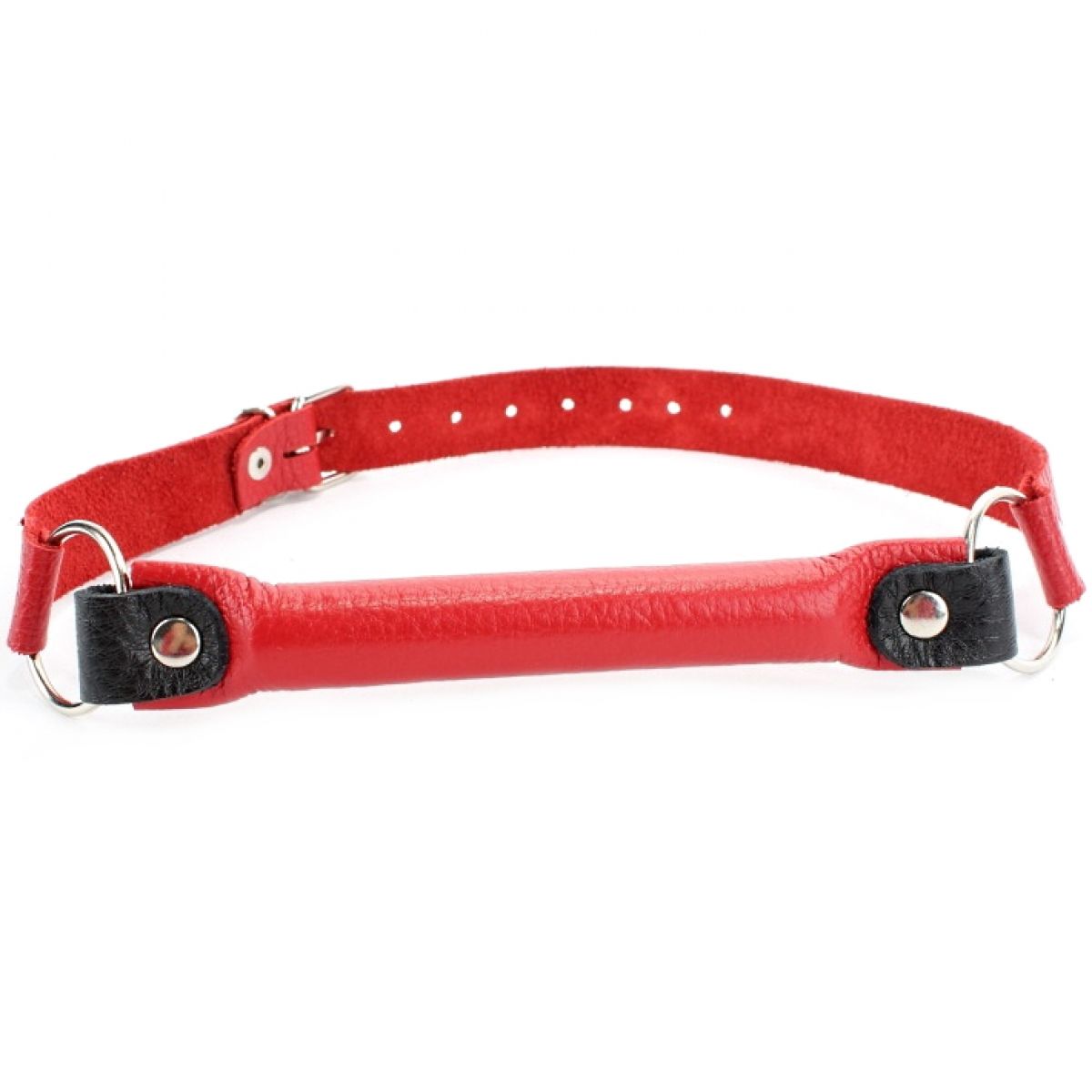 Кляп-трензель из мягкой натуральной кожи красного цвета