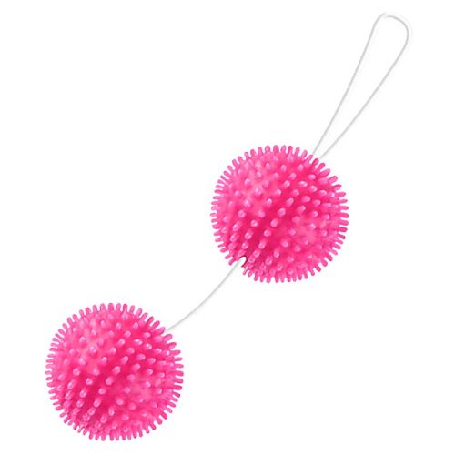 Анально-вагинальные шарики с мягкими шипами розовые