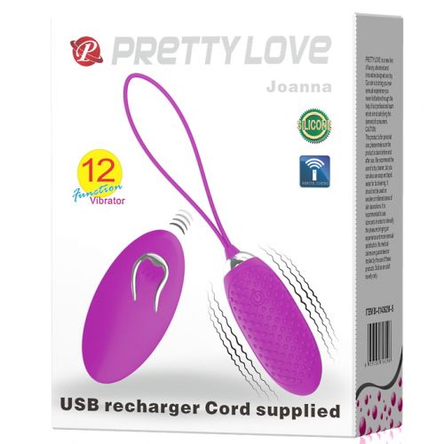 Перезаряжаемое ребристое виброяйцо Pretty Love Joannа с беспроводным управлением 