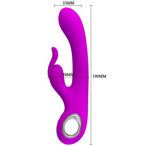 Перезаряжаемый вибратор Pretty Love Hot Rabbit с клиторальной стимуляцией пурпурный