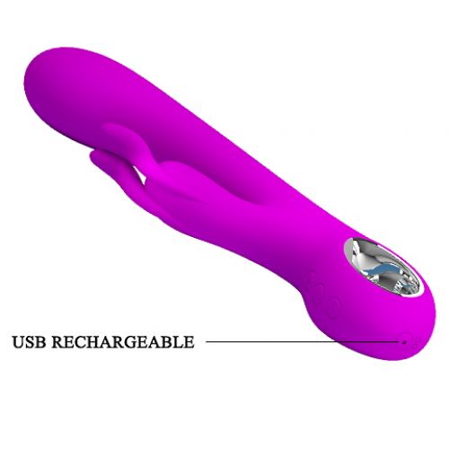 Перезаряжаемый вибратор Pretty Love Hot Rabbit с клиторальной стимуляцией пурпурный