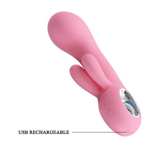 Перезаряжаемый вибратор Pretty Love Chris с клиторальной стимуляцией, нежно-розовый