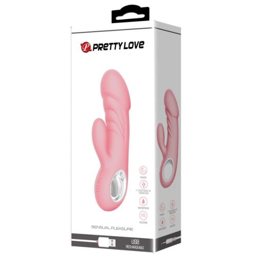 Розовый вагинально-клиторальный стимулятор Pretty Love Ansel (без вибрации)