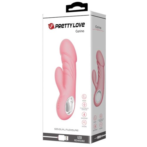 Перезаряжаемый вибратор Pretty Love Carina с клиторальной стимуляцией, нежно-розовый