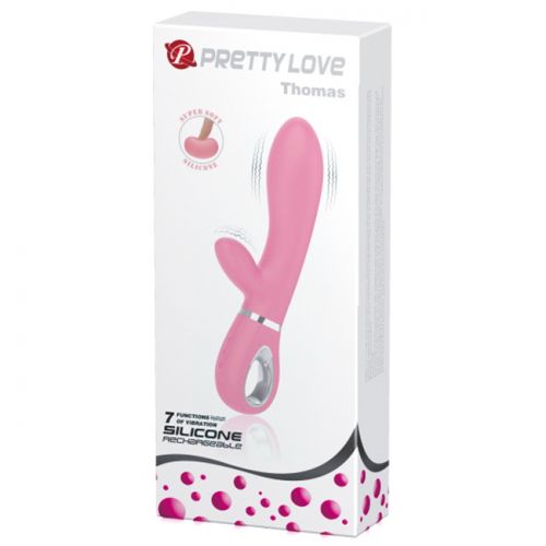 Перезаряжаемый вибратор с клиторальным стимулятором Thomas розовый