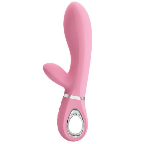 Перезаряжаемый вибратор с клиторальным стимулятором Thomas розовый