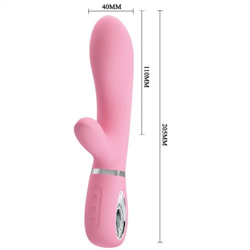 Перезаряжаемый вибратор с клиторальным стимулятором Thomas розовый