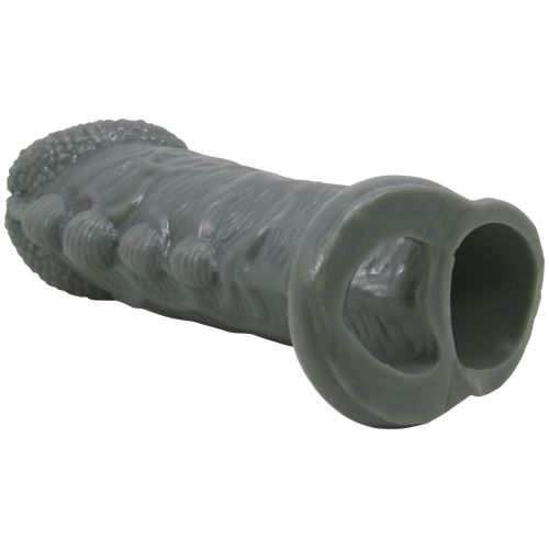 Увеличивающая насадка на пенис со стимулирующим рельефом Realistic Penis Sleeve + 3 см серая