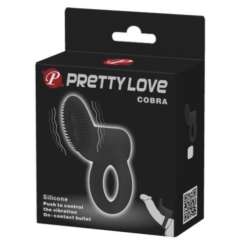 Виброкольцо с клиторальным стимулятором Pretty Love Cobra
