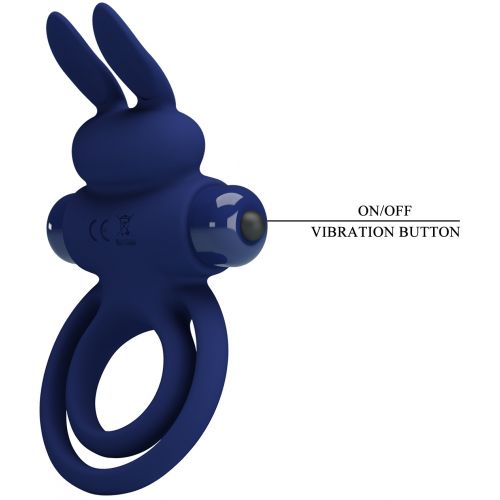 Эрекционное виброкольцо Pretty Love Vibrant Penis Ring III с петлей на мошонку синее