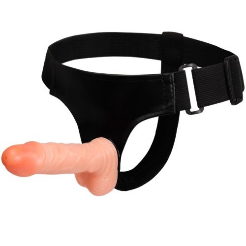 Реалистичный страпон с мошонкой на трусиках 15 см