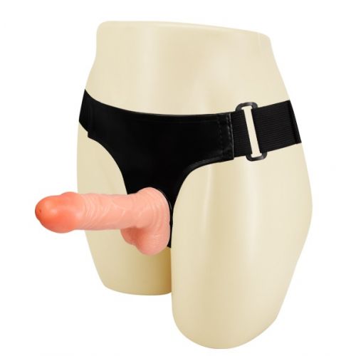 Реалистичный страпон с мошонкой на трусиках 15 см