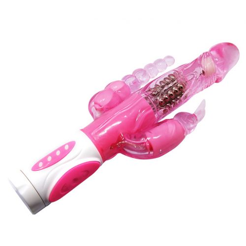 Вибратор Hi-Tech с тройной стимуляцией Pretty Bunny