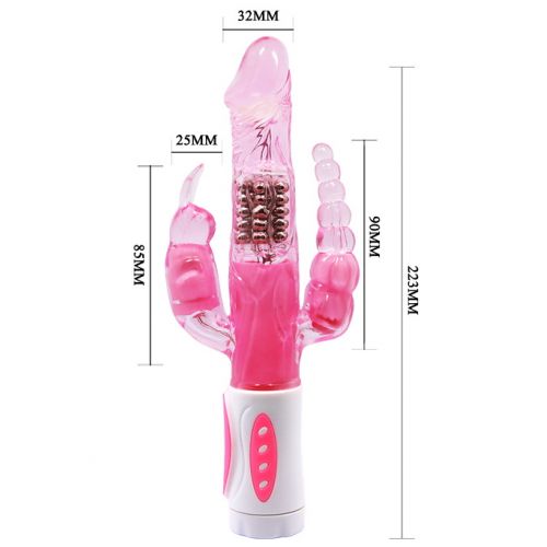 Вибратор Hi-Tech с тройной стимуляцией Pretty Bunny