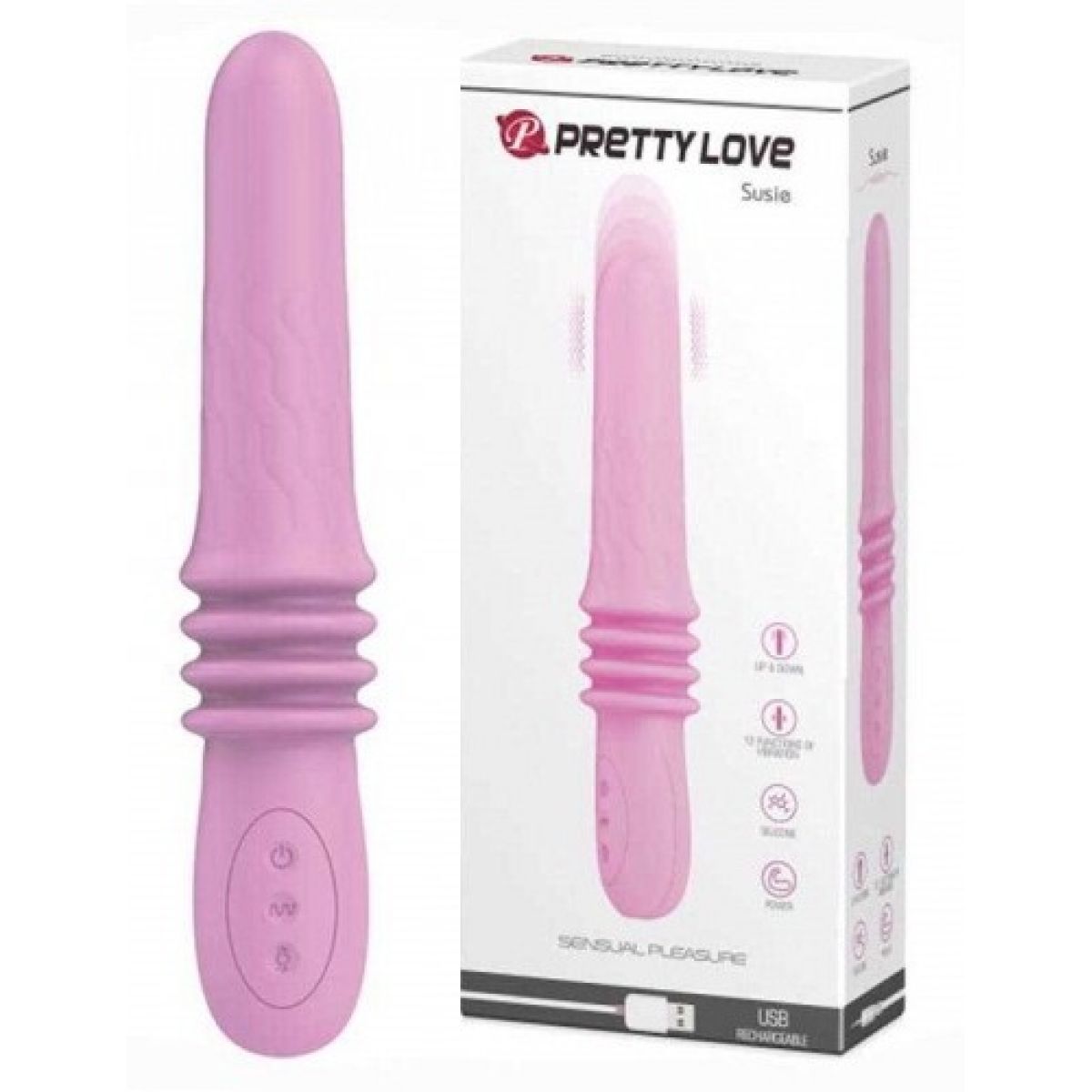 Вибратор Susie с поступательными движениями, розовый 