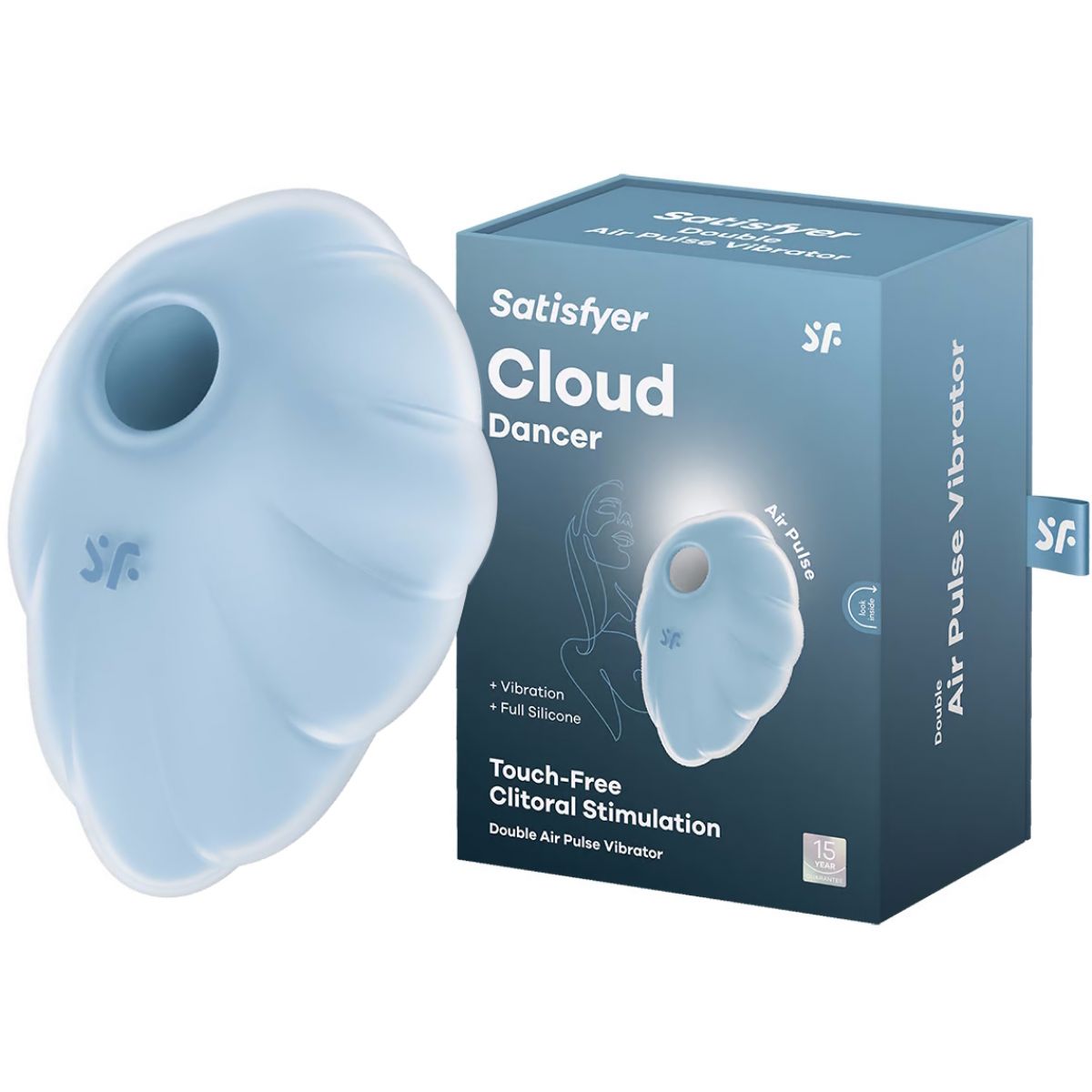 Вакуумно-волновой стимулятор с вибрацией Satisfyer Cloud Dancer голубой