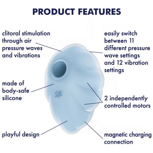 Вакуумно-волновой стимулятор с вибрацией Satisfyer Cloud Dancer голубой