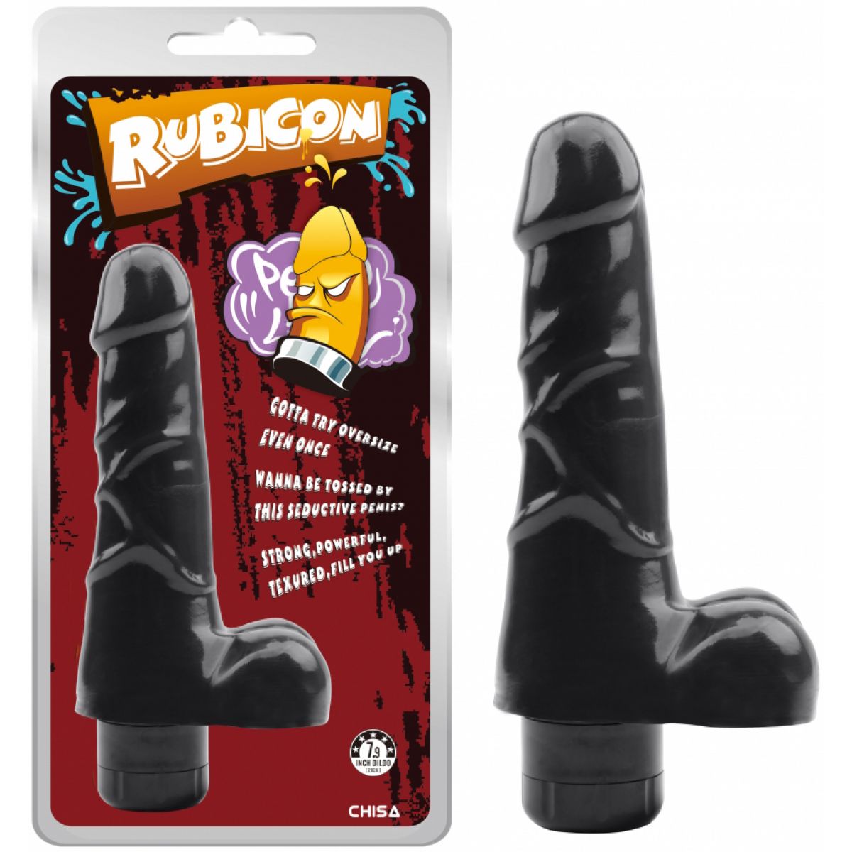 Черный реалистичный вибратор Verve с мошонкой 19 см