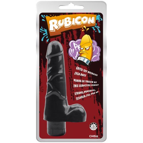 Черный реалистичный вибратор Verve с мошонкой 19 см