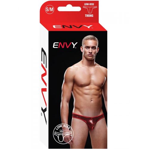 Блестящие мужские трусы-тонги Envy красные L/XL