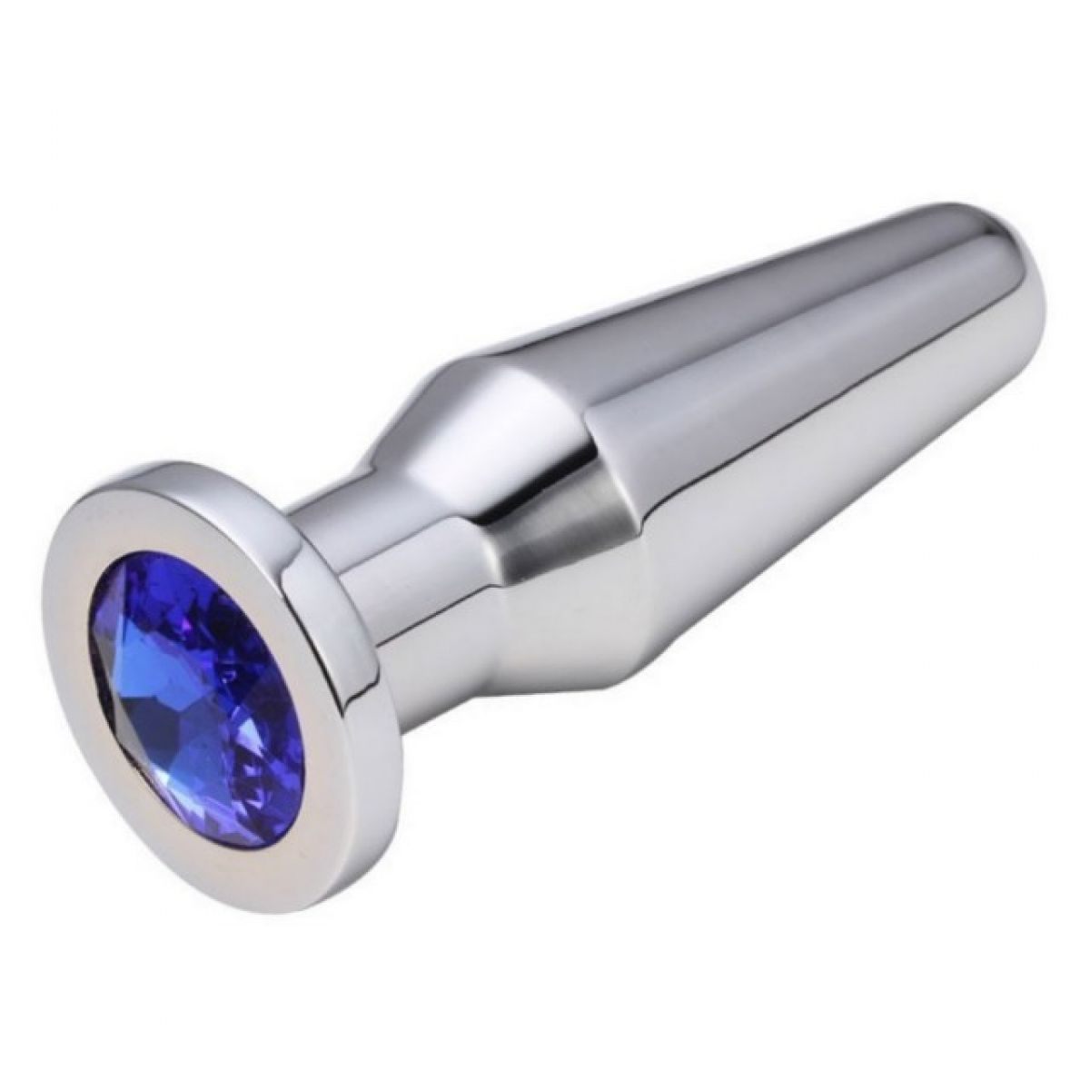 Конусная пробка с кристаллом Anal Plug Silver Blue L