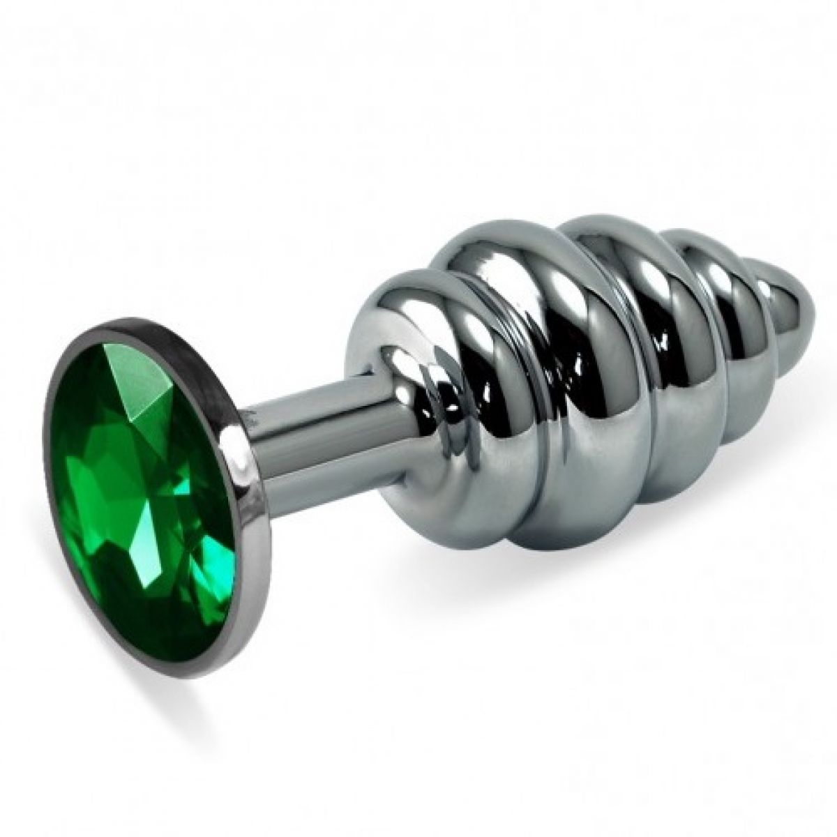 Анальная пробка Silver Small Plug рифленая зеленая