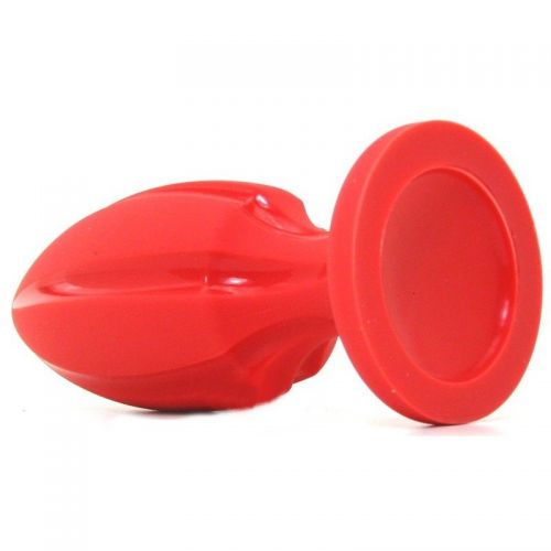 Красная анальная пробка The Rocket с продольными канавками