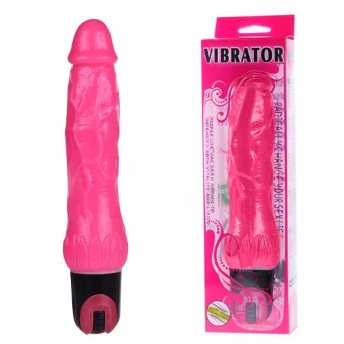 Мощный розовый вибратор с рабочей длиной 19 см