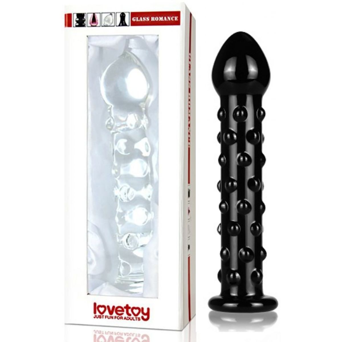 Черный фаллоимитатор из стекла Glass Romance с пупырышками