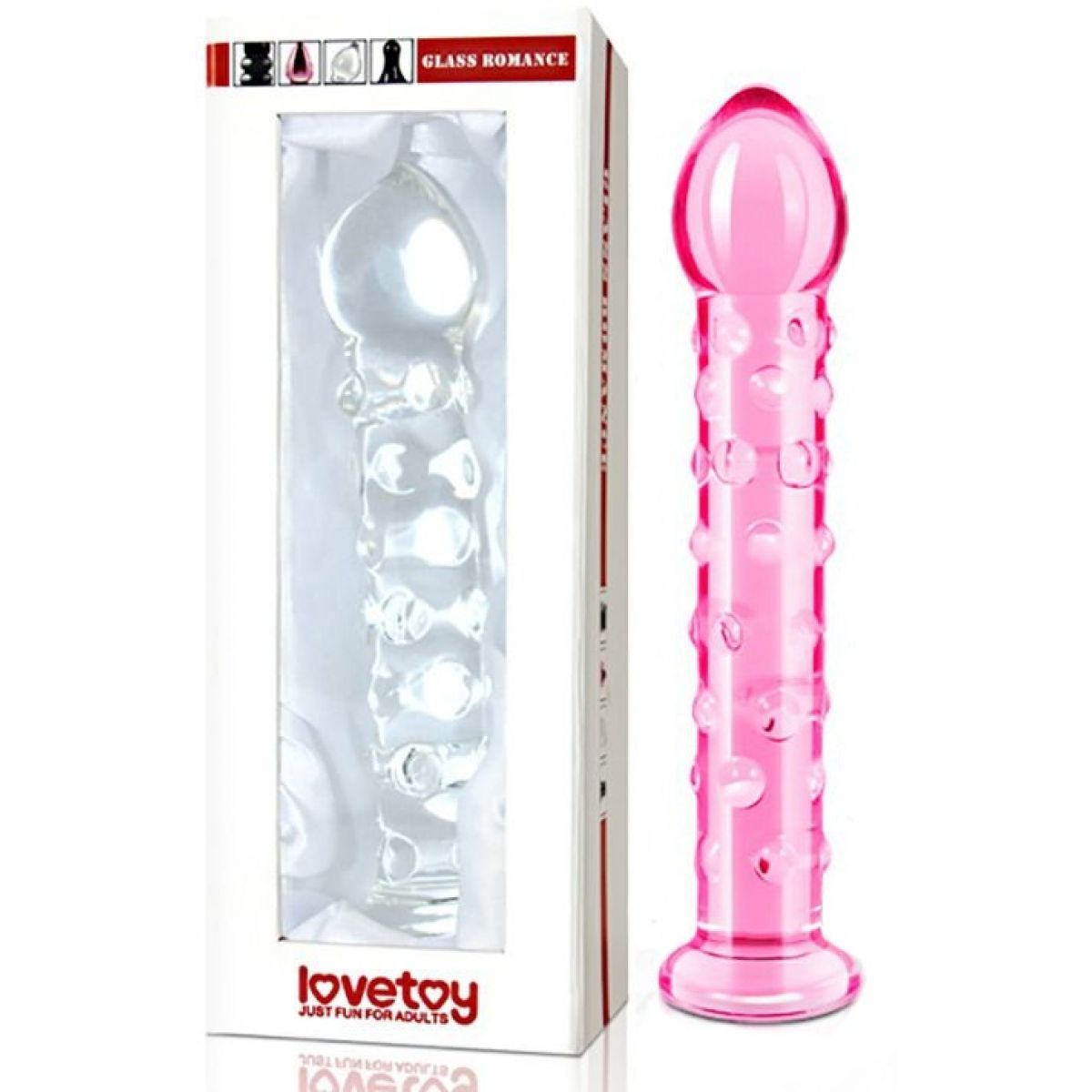 Розовый фаллоимитатор из стекла Glass Romance с пупырышками
