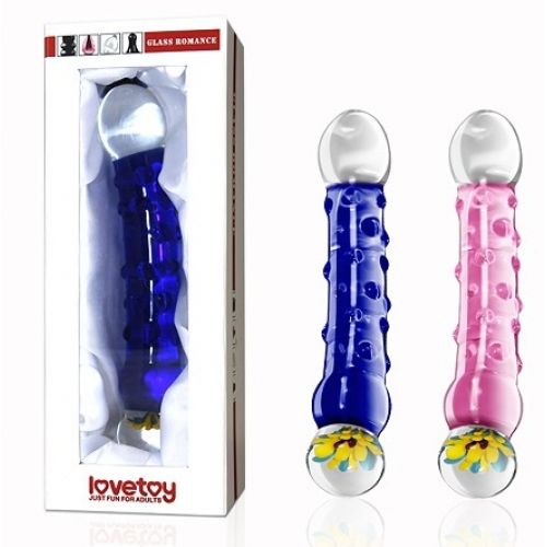Двухсторонний фаллоимитатор из розового стекла Glass Romance 