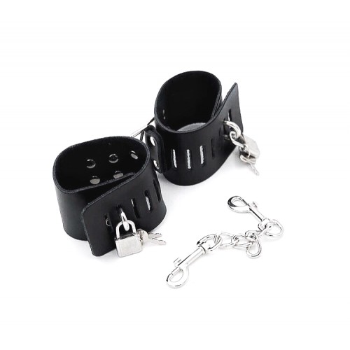 Строгие черные наручники с фиксирующими замками