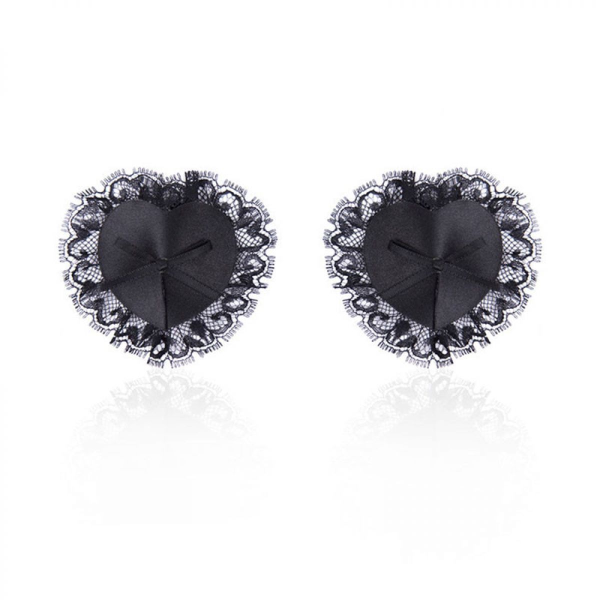 Кружевные пэстисы в форме сердца черные
