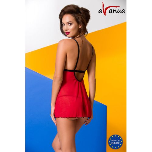 Эротическая красная сорочка с кружевными вставками Salome chemise red S/M