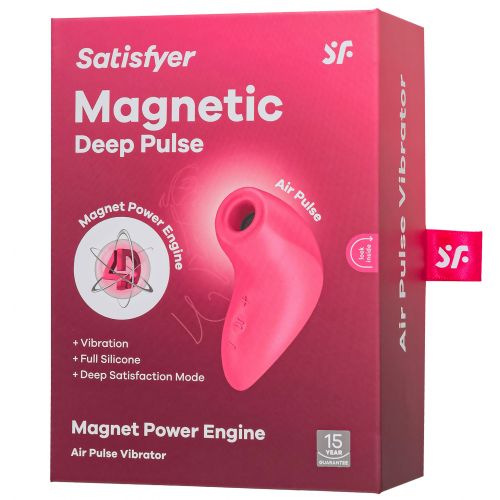 Вакуумно-волновой стимулятор клитора с вибрацией Satisfyer Magnetic Deep Pulse розовый