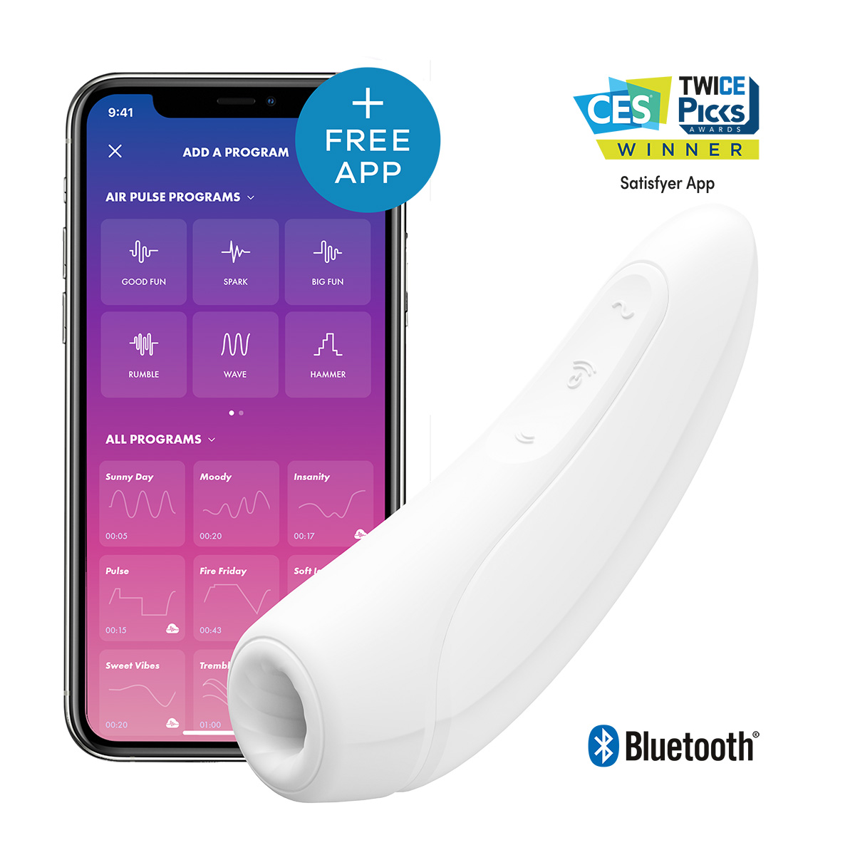 Вакуумный стимулятор Satisfyer Curvy 1+ White с дистанционном управлением
