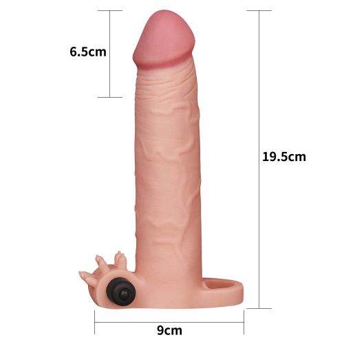 Насадка на пенис с вибрацией X-Tender Penis Sleeve телесная + 5 см к длине
