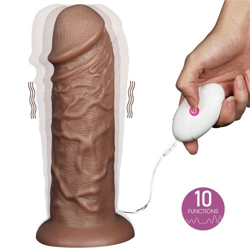 Большой вибратор-мулат на присоске Lovetoy Realistic Chubby Vibrating Dildo 26,6 см