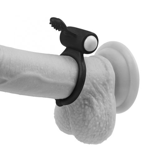 Виброкольцо чёрное Power Heart Clit Cockring