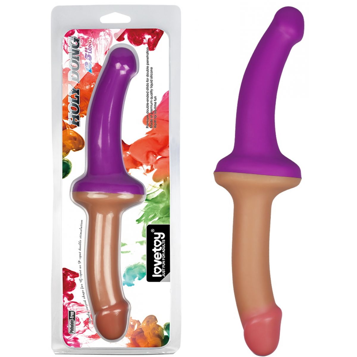 Двусторонний фаллос Holly Dong телесно-фиолетовый