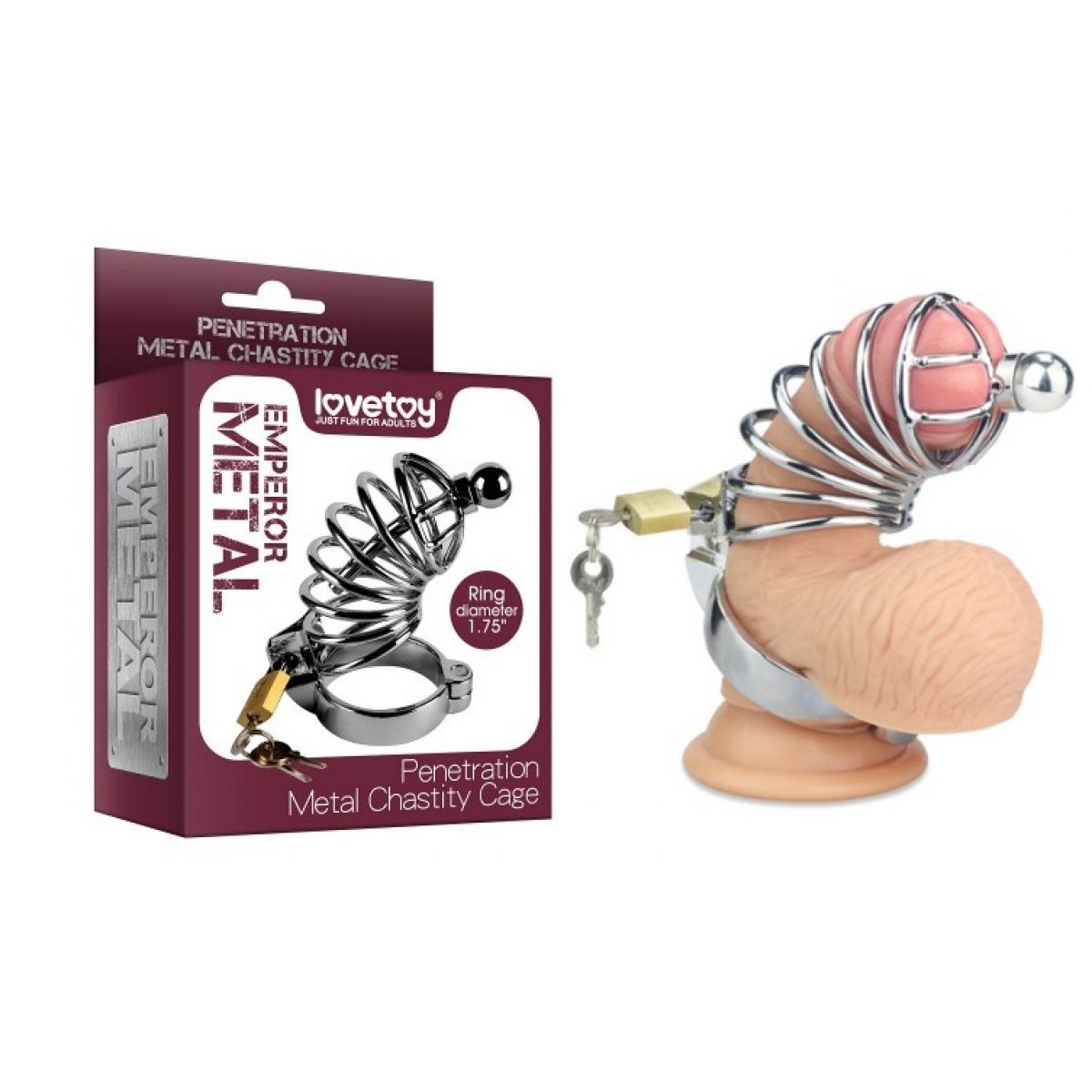 Пояс верности для мужчин серебристый из стали с уретральным катетером