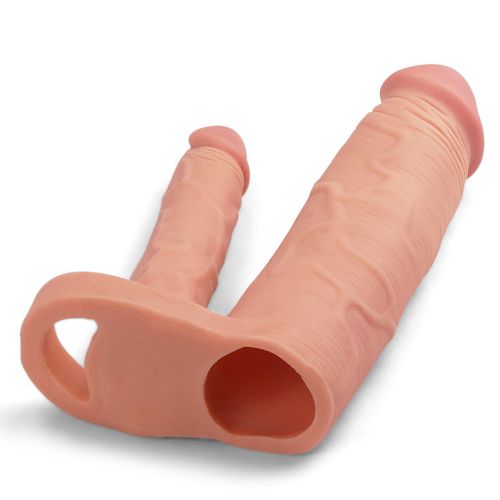 Удлиняющая насадка для двойного проникновения Pleasure X Tender Double Penis Sleeve +5 см
