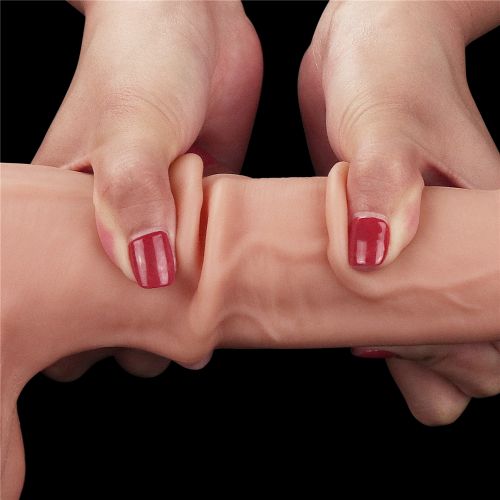 Гнущийся фаллоимитатор с эффектом двойной кожи Lovetoy Sliding-Skin Dual Layer Dong 25 см