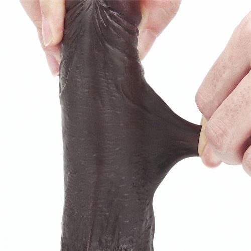 Черный фаллоимитатор на присоске Lovetoy Sliding-Skin Dual Layer Dong 18 см