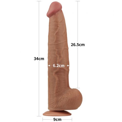 Реалистичный фаллоимитатор-мулат на присоске Lovetoy Sliding-Skin Dual Layer Dong 34 см